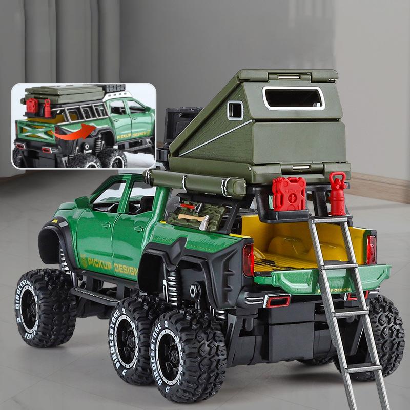 1/28 BENZ X-CLASS 6X6 Кемпинг Внедорожник Модель автомобиля из сплава Звук и свет Детская игрушка Коллекционные предметы Подарок на день рождения