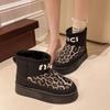 Модные женские зимние ботинки с леопардовым принтом, расшитые блестками, шерстяная подкладка, женские туфли на платформе, новые зимние ботильоны для активного отдыха, теплые и нескользящие
