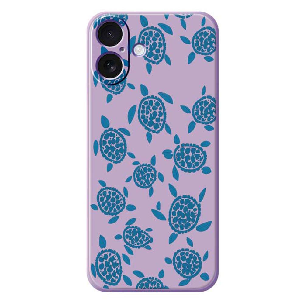 For iPhone 17 Case Blue Turtle Pattern Printing Straight Edge TPU Phone Back Cover