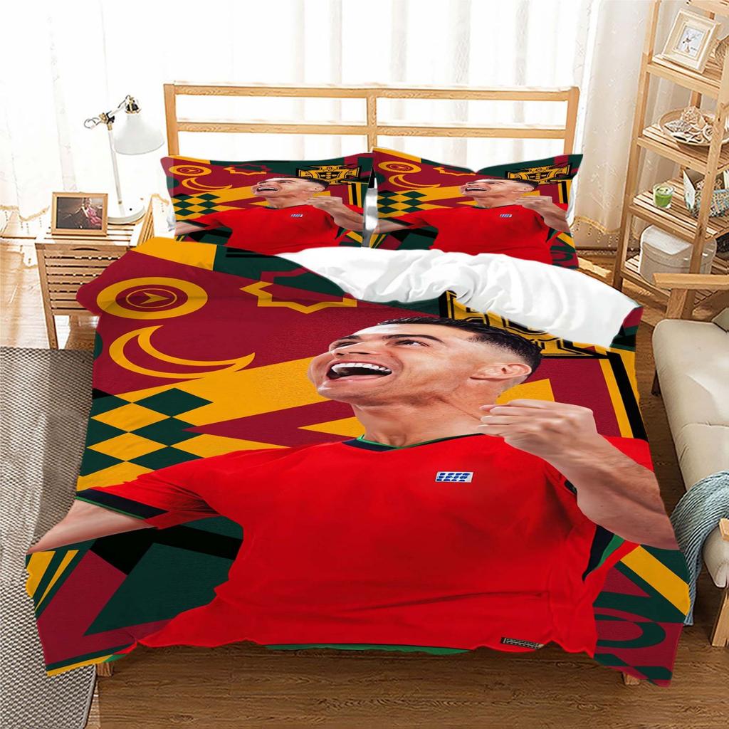World Cup Star Printing Quilt Set Three-Piece, Digital Printing Three-Piece Set
