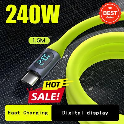 Кабель USB C 240 Вт с цифровым дисплеем-измерителем мощности Быстрая зарядка для игрового телефона iPhone 15 Pro Xiaomi Samsung S24 Huawei 1,5 м