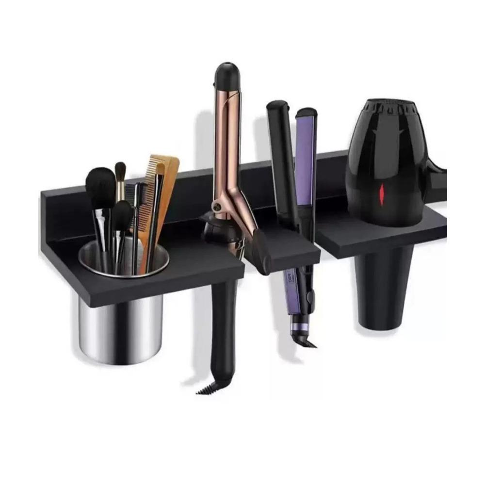 Компактный держатель для фена Деревянный держатель для выпрямителя Винтажная полка для плойки для дома