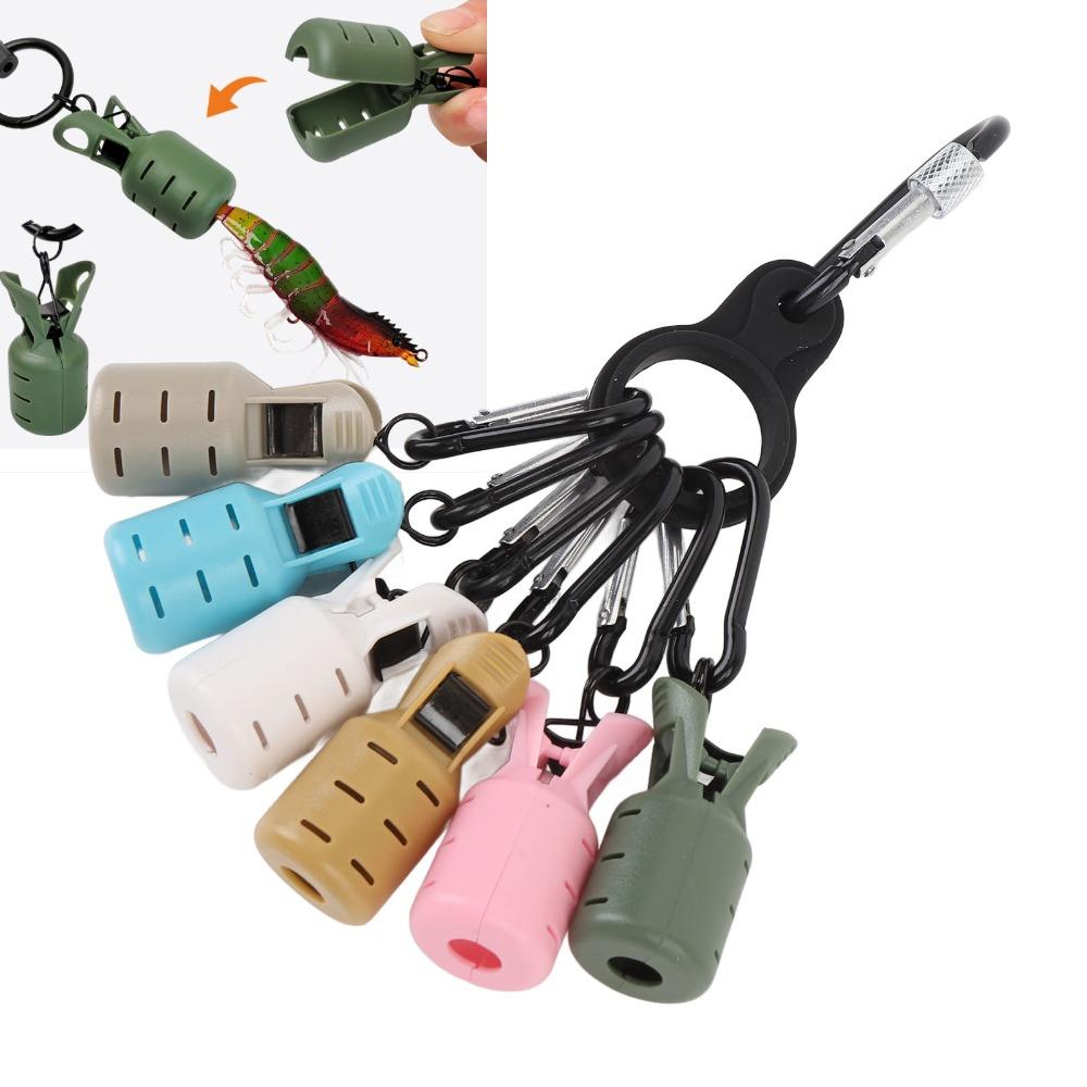 6PCS with Carabiner Fishing Hook Cover Case Easy Clip Squid Jig Bait Protector  River Fishing