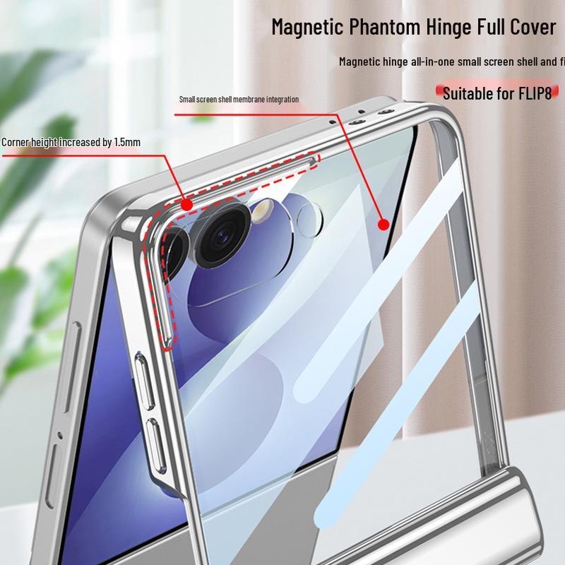 Прозрачный магнитный чехол Samsung Z Flip8: Складной шарнир с полным покрытием для мужчин и женщин - Модный дизайн