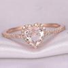 Fashion Crystal Heart Shaped Wedding Rings for Women Rose Gold Ladies Engagement Rings Jewelry Party Gifts Accessories