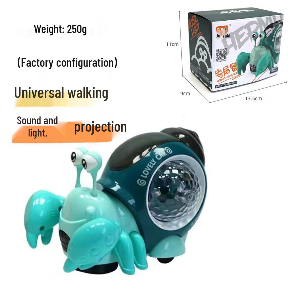 Electric Hermit Crab Toy - Obstacle Avoidance, Music & Light Projection for Kids