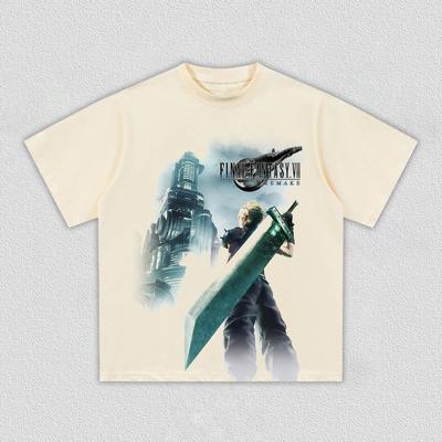 Y2k Короткий рукав Классическая Игровая Футболка Подарок для Фанатов Final Fantasy VII Remake Графическая Футболка Мужская Женская Оверсайз Высококачественная Хлопковая Футболка
