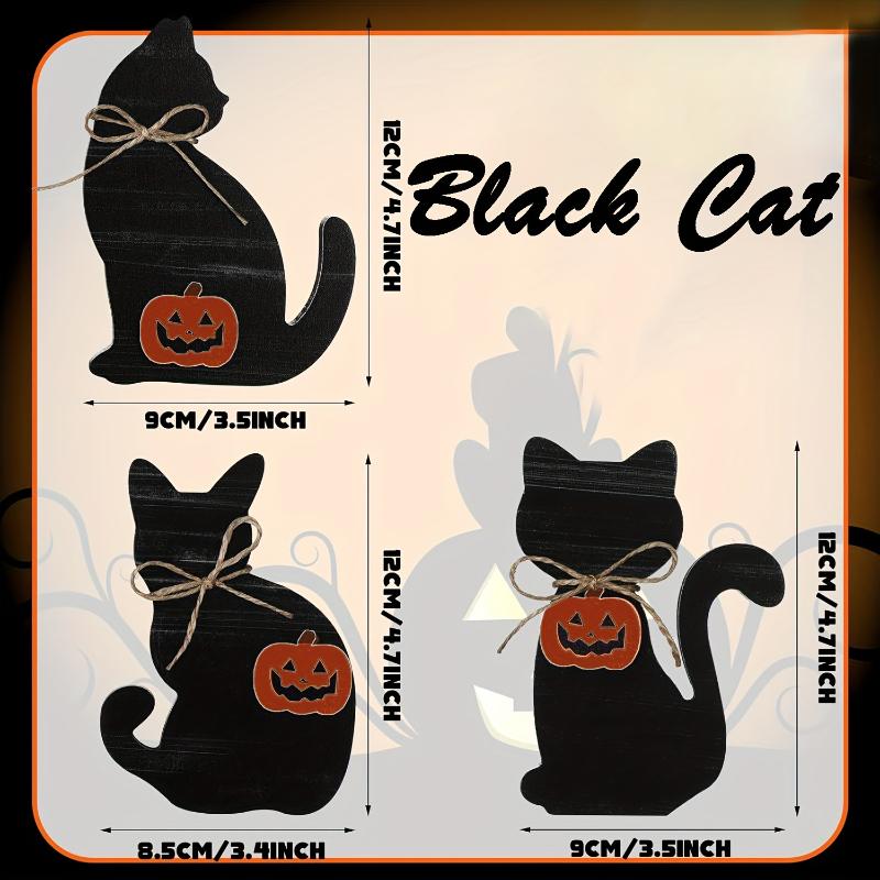 Halloween Black Cat Wood Table Cards Tiered Tray Decorations Rustic Halloween Tabletop Block Signs Fall Centerpieces Home Desk