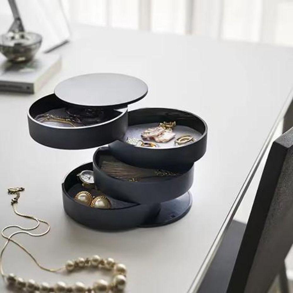 Пылезащитный вращающийся органайзер для украшений с бархатной подкладкой, футляр для ожерелий, коробка для макияжа, подарок на день рождения