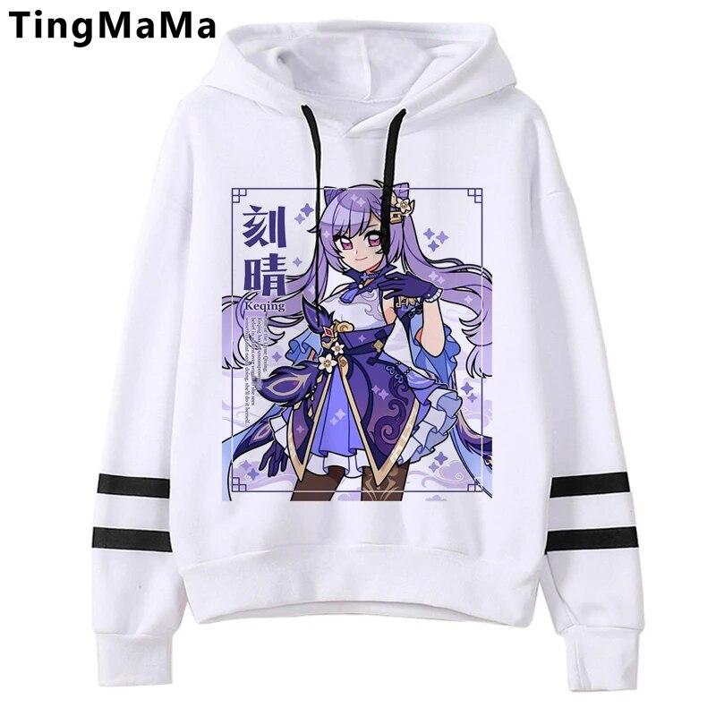 Xiao Genshin Impact Толстовки Унисекс Kawaii Мультфильм Harajuku Genshin Уличная одежда Хип-хоп Ху Тао Толстовка с графикой Унисекс Толстовки Мужской Унисекс