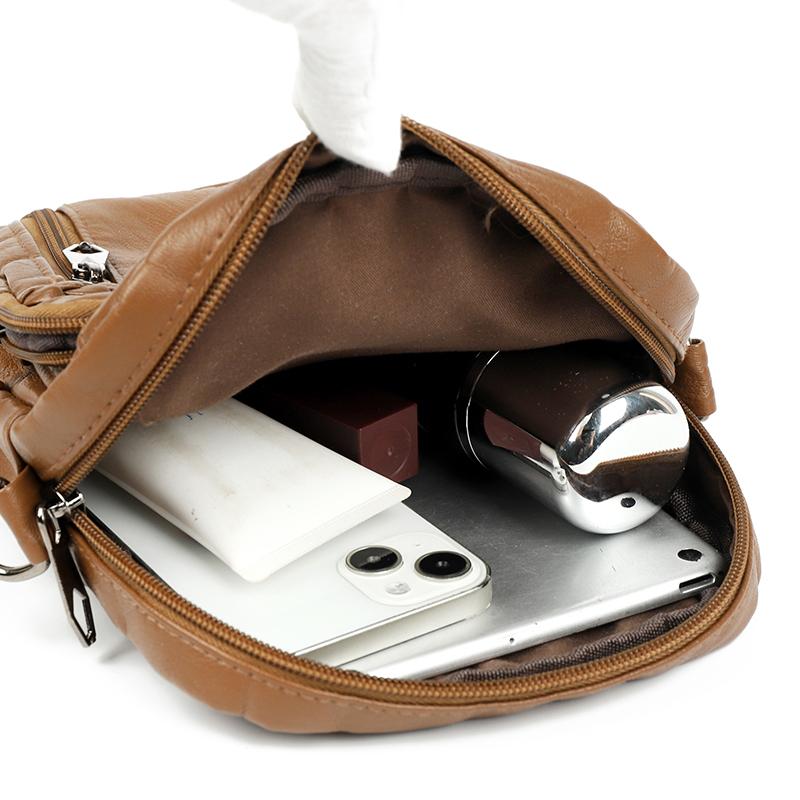 Женская мягкая кожаная сумка через плечо, сумка для мамы, большая вместимость, ретро-сумка для мобильного телефона