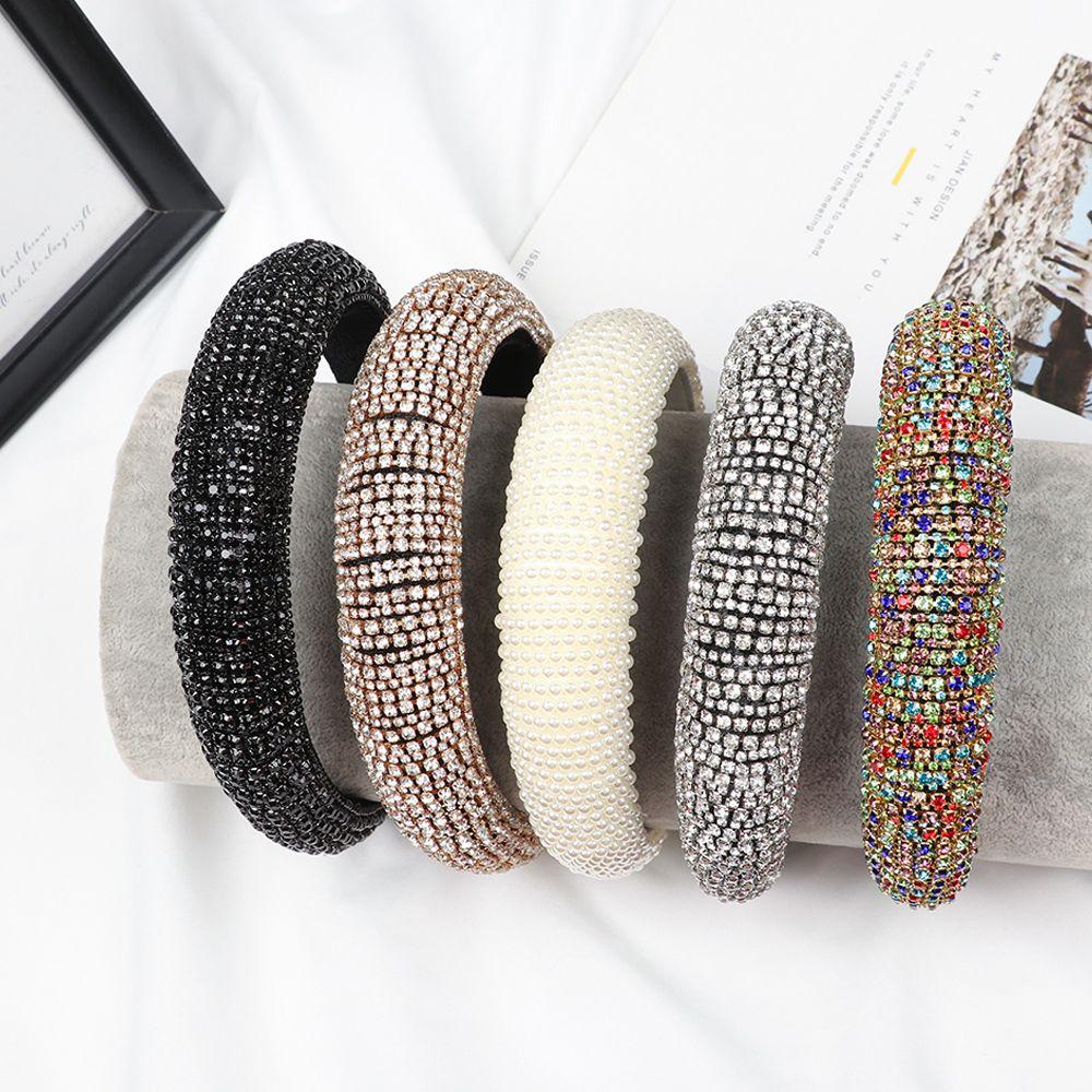 Роскошный обруч для волос повязка на голову со стразами жемчугом тиара в стиле барокко полностью из хрусталя свадебный головной убор