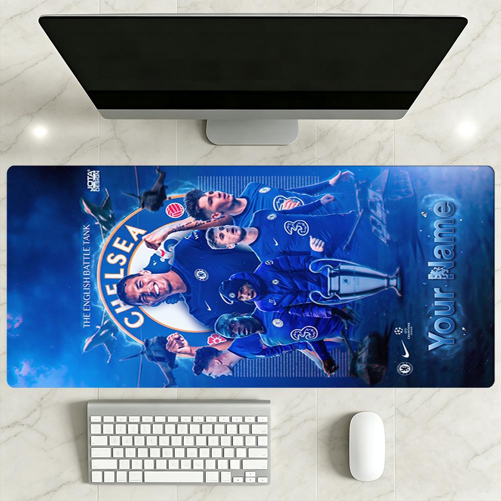 Персонализированный коврик для мыши и клавиатуры Chelsea FC, офисные коврики для мыши, нескользящая резиновая основа, аксессуар для украшения компьютерного стола