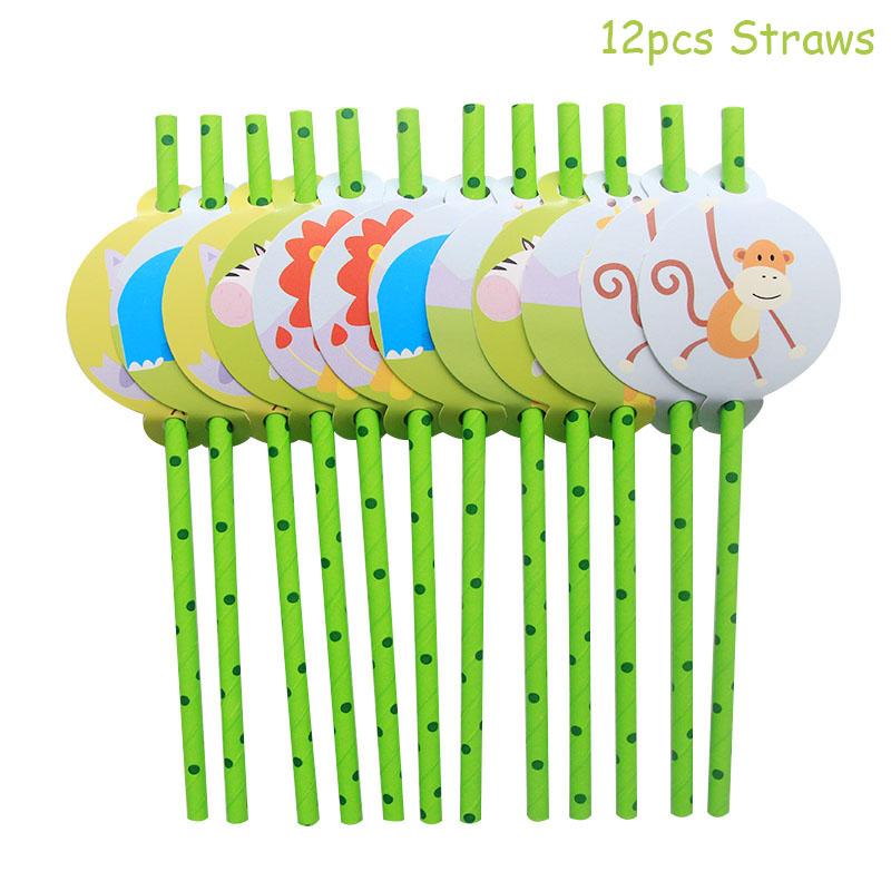 Набор столовых приборов для вечеринки в стиле сафари, украшения для дня рождения, детские тарелки, чашки, шляпы, скатерти, соломенные животные, джунгли, декор для дня рождения, принадлежности