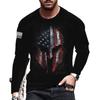 American Flag Print Long-Sleeved Men's T-shirt Spring Autumn Loose Tops Casual Fashion All-Match O-Neck Men Clothing 5XL EU Size