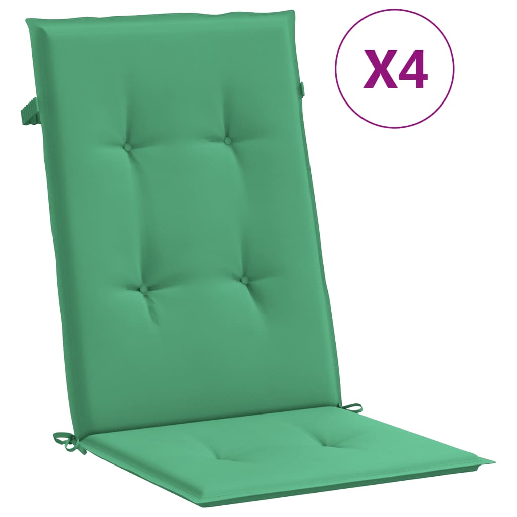 vidaXL Gartenstuhlauflagen für Hochlehner 4 Stk. Grün 120x50x3cm Stoff