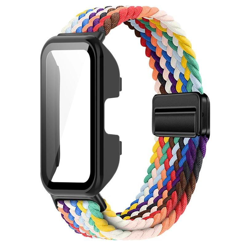 Чехол для ПК + Плетеная нейлоновая петля-ремешок для Huawei Band 10 9 8 Магнитный браслет-ремешок для Huawei Band 10 9 Защитный корпус Ремешок для часов