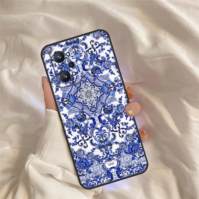 Сине-белый фарфоровый чехол для Realme 15 14 11 12 13 Pro Plus C65 C67 C71 C63 C61 C55 C51 C53 C35 C75 GT6 GT7 Pro
