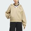 Adidas Spacer Full-Zip Hoodie Solid Color Sports Casual Loose Hooded Jacket Women Jacket Light-Khaki JJ3794
