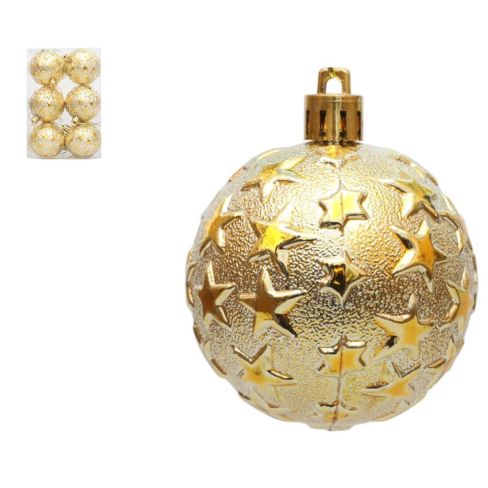 6pcs Colorful Star Christmas Balls Set Shatterproof Xmas Tree Pendants  Merry Christmas Decoration
