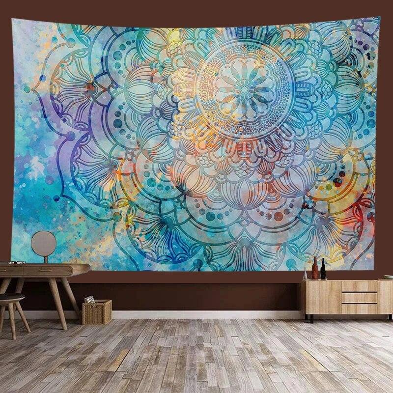Mandala Floral Tapestry Bohemian Hippie Hanging Cloth Wall Art Decoration Background Cloth Room Living Room Home Decor
