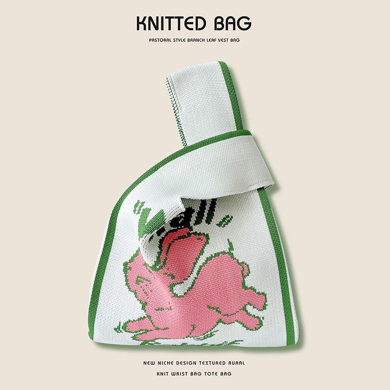 Вязаная сумка через плечо с кроликом, ручная сумка большой емкости с подарочной сумкой для рук