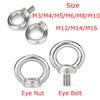 1-5PCS Lifting Eye Nuts/screw Rings Eyebolt Rings Hooking Nut Screws M3 M4 M5 M6 M8 M10 M12 M14 M16 304 Stainless Steel