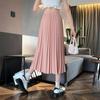 Юбки для женщин, модная элегантная эластичная базовая плиссированная юбка с высокой талией, однотонная повседневная летняя миди-юбка трапециевидной формы