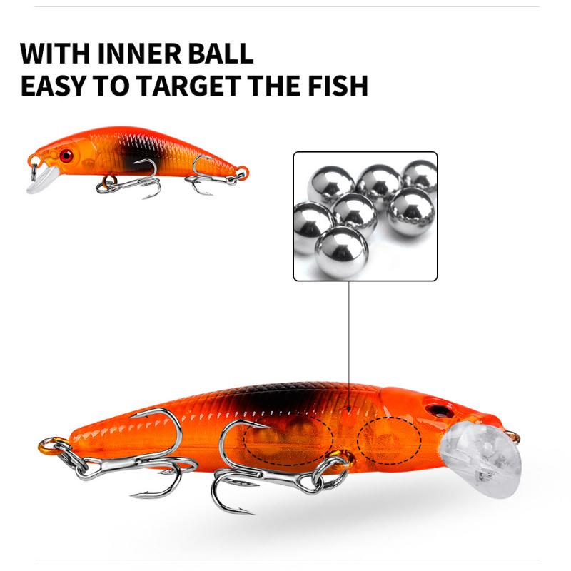 8pcsSubmersible Minnow Lure 7cm 7.9GFreshwater Bass Fish Bait Imitation Plastic Hard Bait Fishing Tackle Supplies
