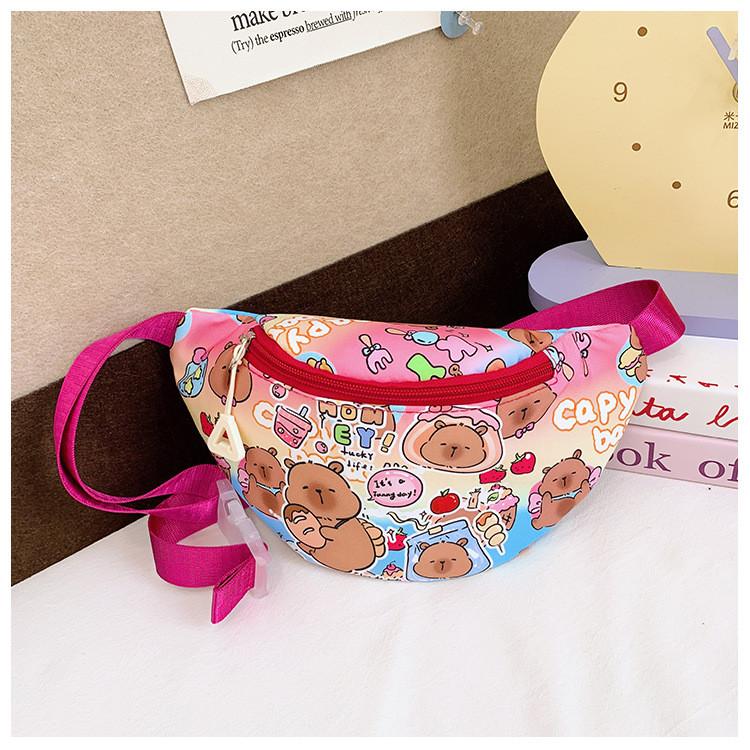 Printed Capybara Crossbody Bags Children Cartoon Outdoor Leisure Pack Waist
