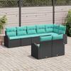 Garden Sofa Set with Cushions 8 pcs Black and Turquoise Poly Rattan