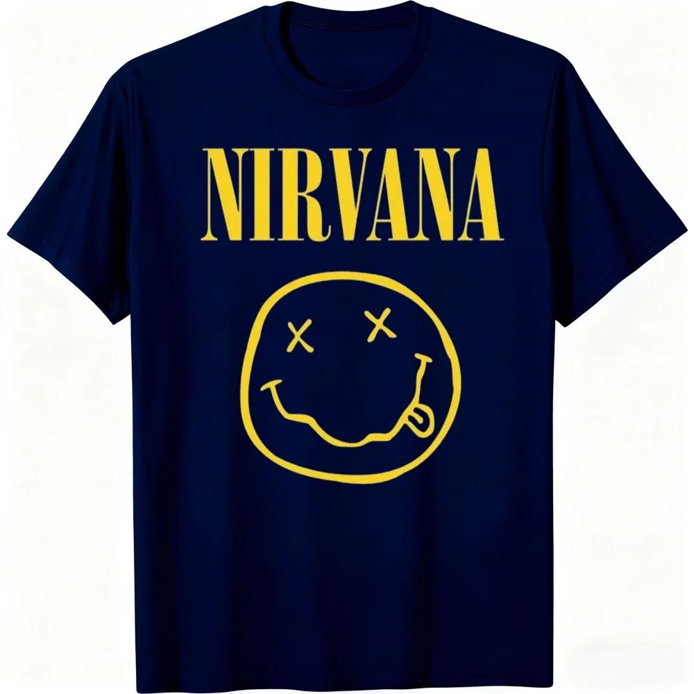 2026Новая унисекс футболка Nirvana Rock Band в стиле HipHop, унисекс и женская, Y2K, повседневная, свободная, для улицы, унисекс одежда
