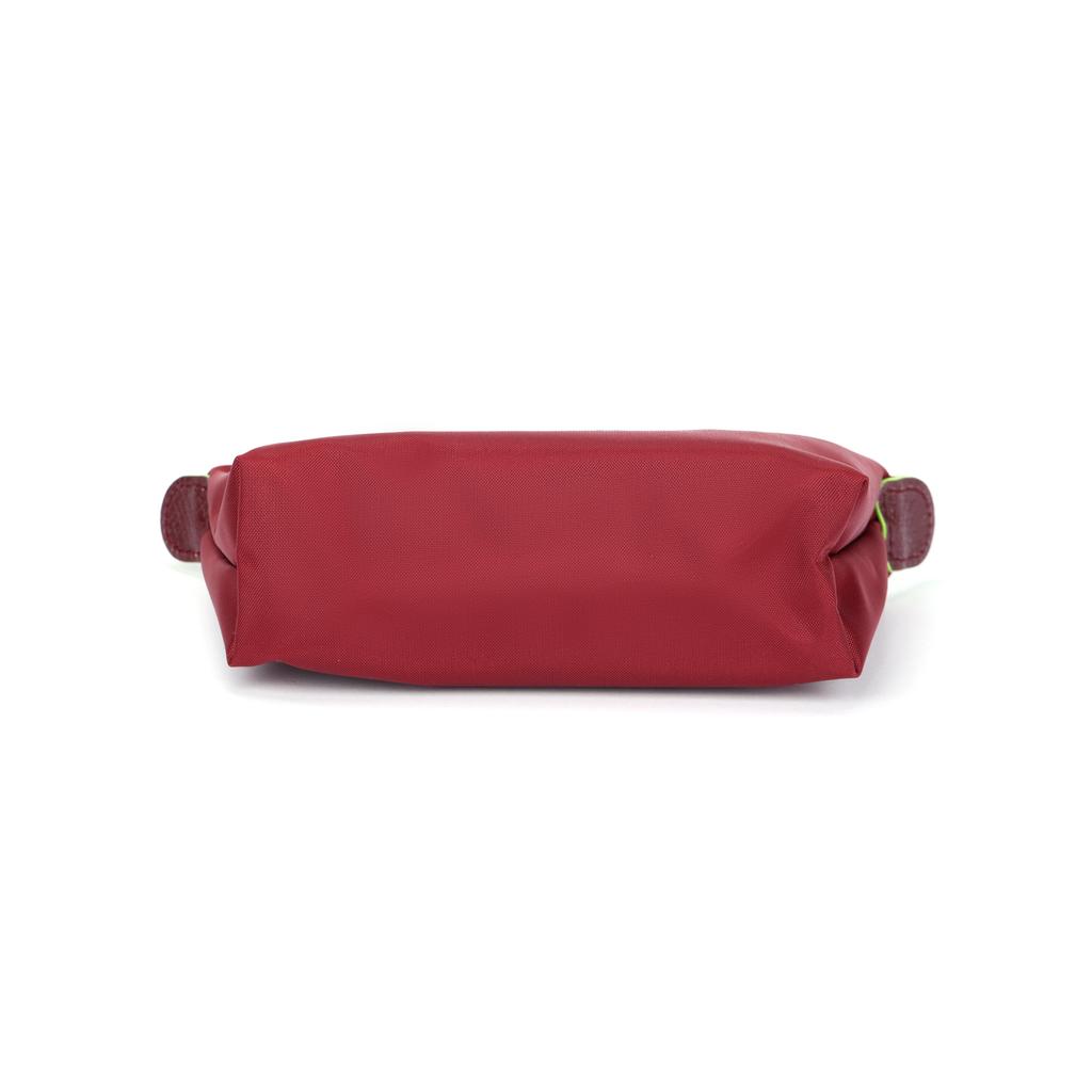 Longchamp Le Pliage Green Handle Leather Trim Nylon Dumpling Tote Bag Regular Women tote bags Pomegranate-Red 34175919P98