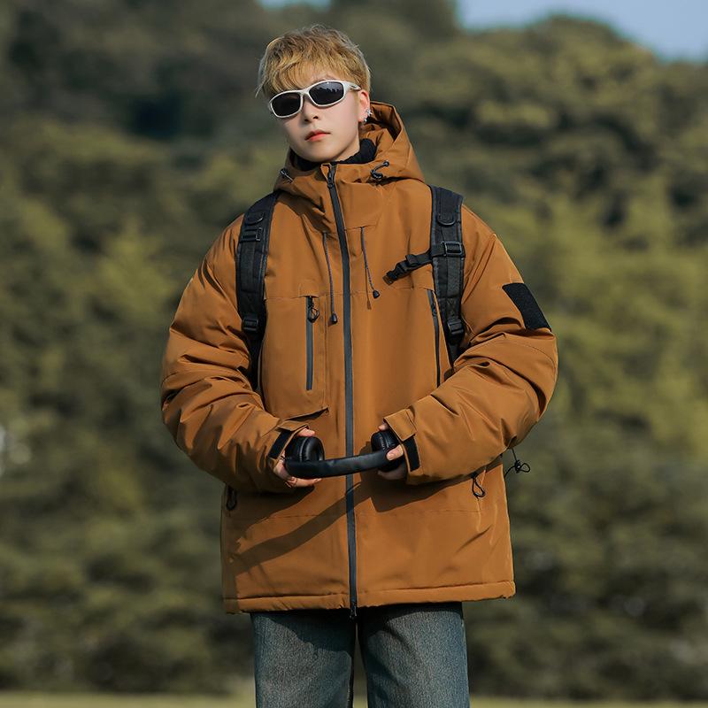 Куртка мужская хлопковая одежда называется модной уличной трехслойной технологией свободного покроя с капюшоном на осень