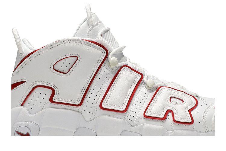 Мужские кроссовки Nike Air More Uptempo Белый с красной обводкой Белый/Красный-Белый