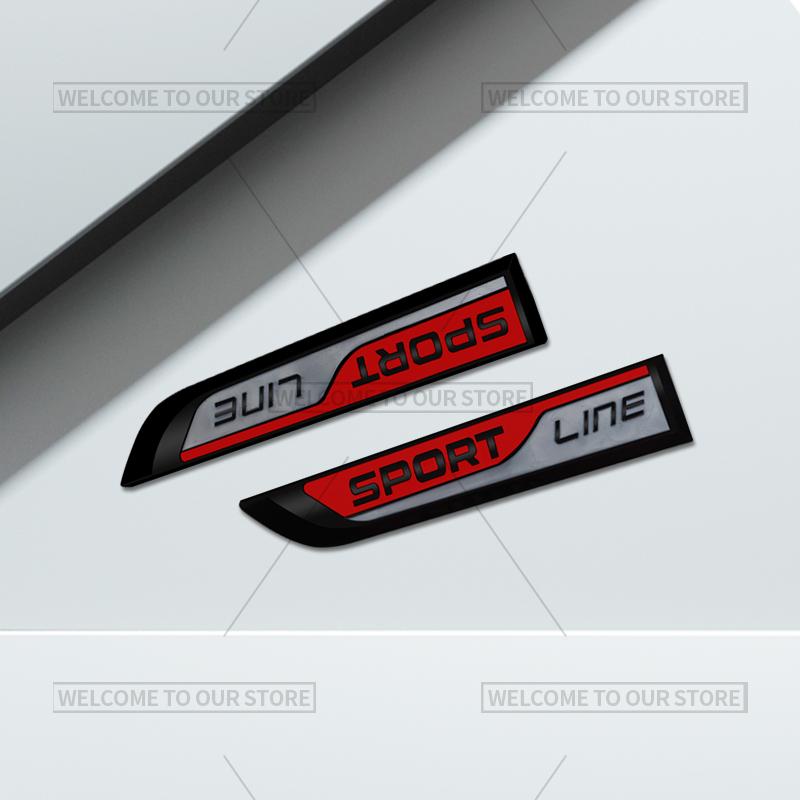 JBIW9 3D Car Styling Sport Line Emblem Side Badge Metal Stickers Rear Trunk Decals For Skoda Citigo Octavia Kodiaq Kamiq Yeti Fabia RS