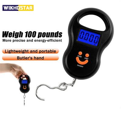 Портативные подвесные весы 50 кг 10 г, кухонные весы, ЖК-цифровые весы с подсветкой, электронные весы для рыбалки, карманные весы, весы для багажа, черные