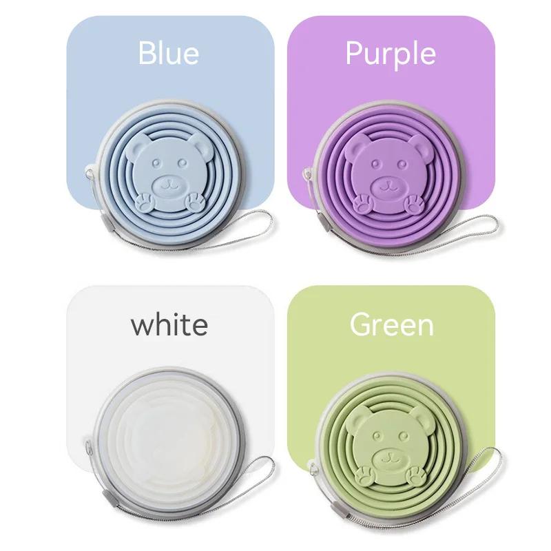 Portable Foldable Silicone Cup for Travel Cute Bear Design Collapsible Water Bottle Mouthwash Cup 180ml