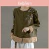 Casual Women Round Neck Zanzea Loose Long Sleeve Print Blouse