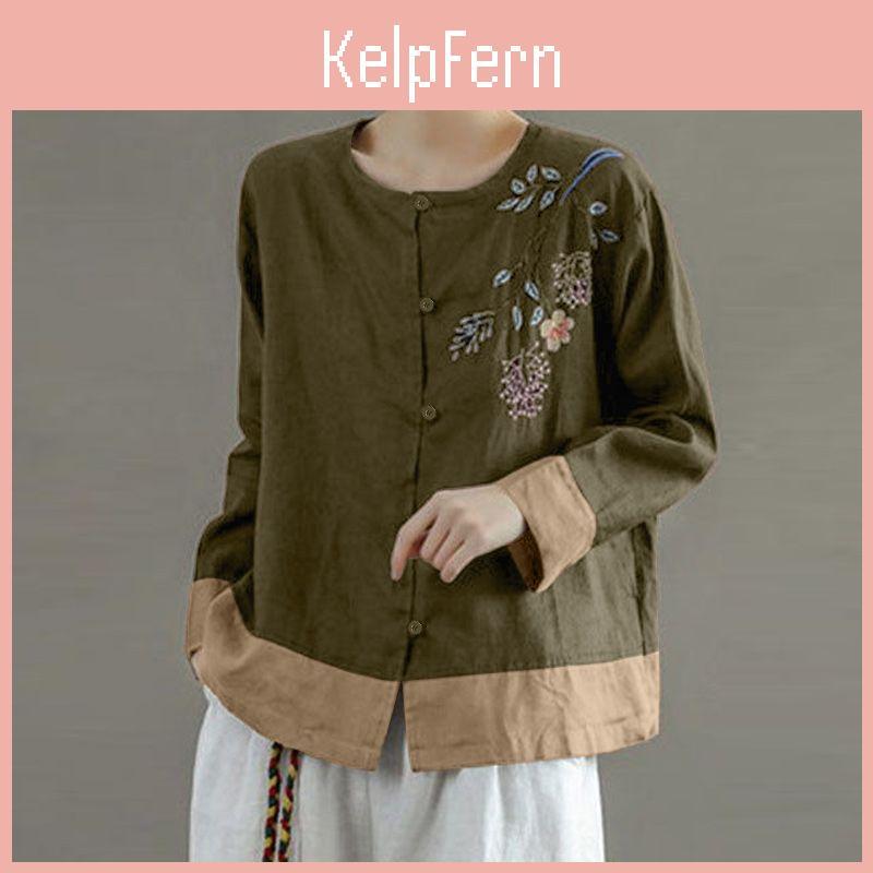 Casual Women Round Neck Zanzea Loose Long Sleeve Print Blouse