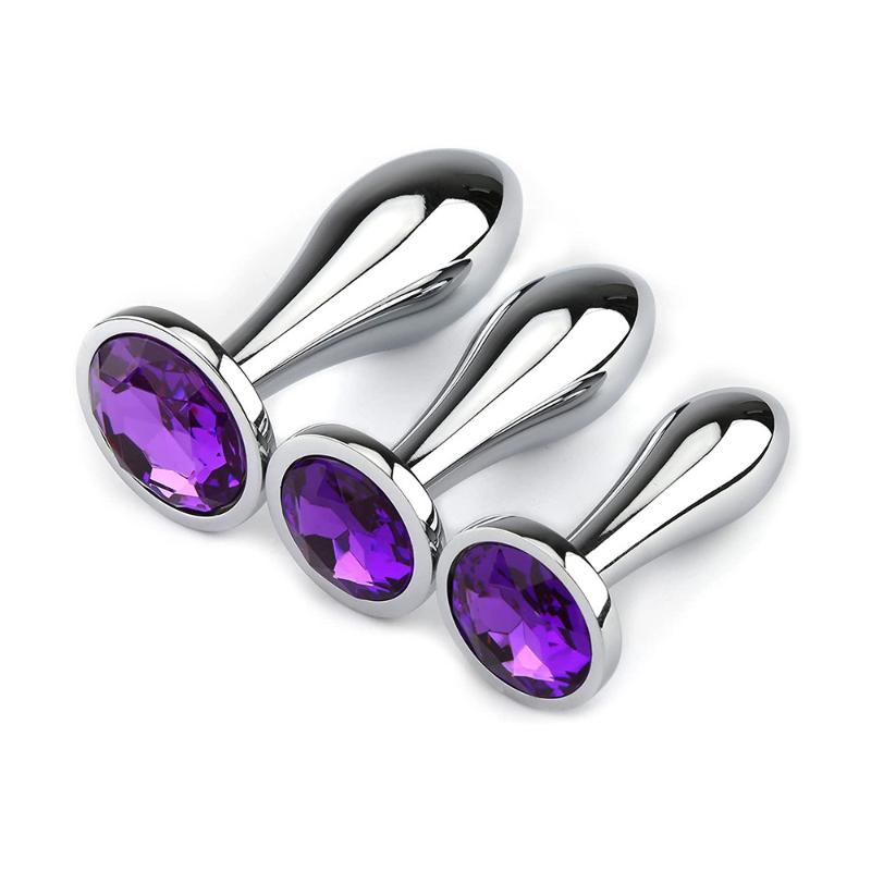 Drop Anal Plug For Women Aluminum Alloy Three Sizes Jewel Base Base Plug G-point Massage Adult Sex Toys Male/Female 18+
