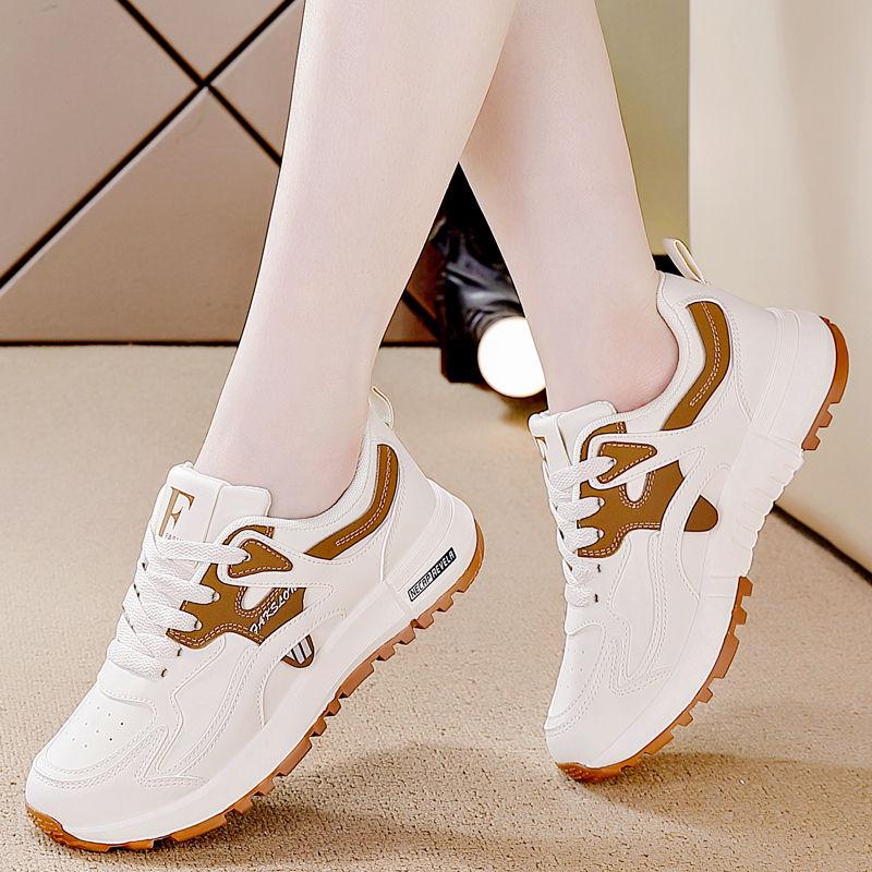 "2024 Women's Large-Size Korean Style Lightweight Leather Running & Casual Dad Shoes"