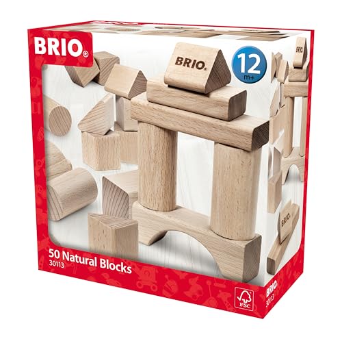 BRIO 50-Piece Wooden Building Blocks 30113