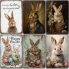 Charming Easter Bunny Metal Sign Perfect Gift for Family & Friends Cute Rabbit Wall Art for Home, Bar, Cafe Decor Garage Kitchen