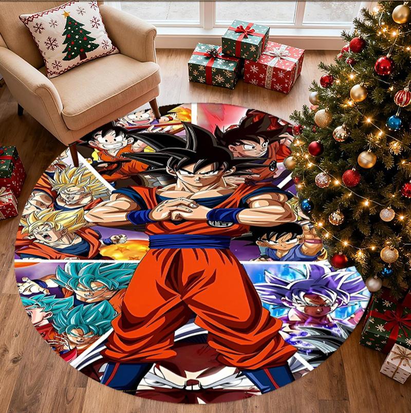 DRAGON BALL Pattern Round Rug, Indoor/Outdoor Mat, for Picnic, Gameroom, Bedroom, Office, Living Room, Home Decor Carpet, Birthday Gift