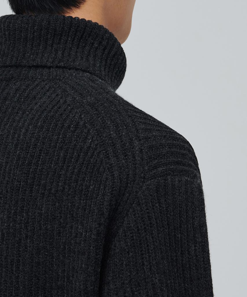 MUSINSA STANDARD Lambswool Ribbed Turtleneck Knit [Charcoal Gray]