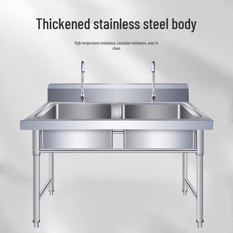 Beifu 304 Stainless Steel Commercial Double Basin Sink with Workbench