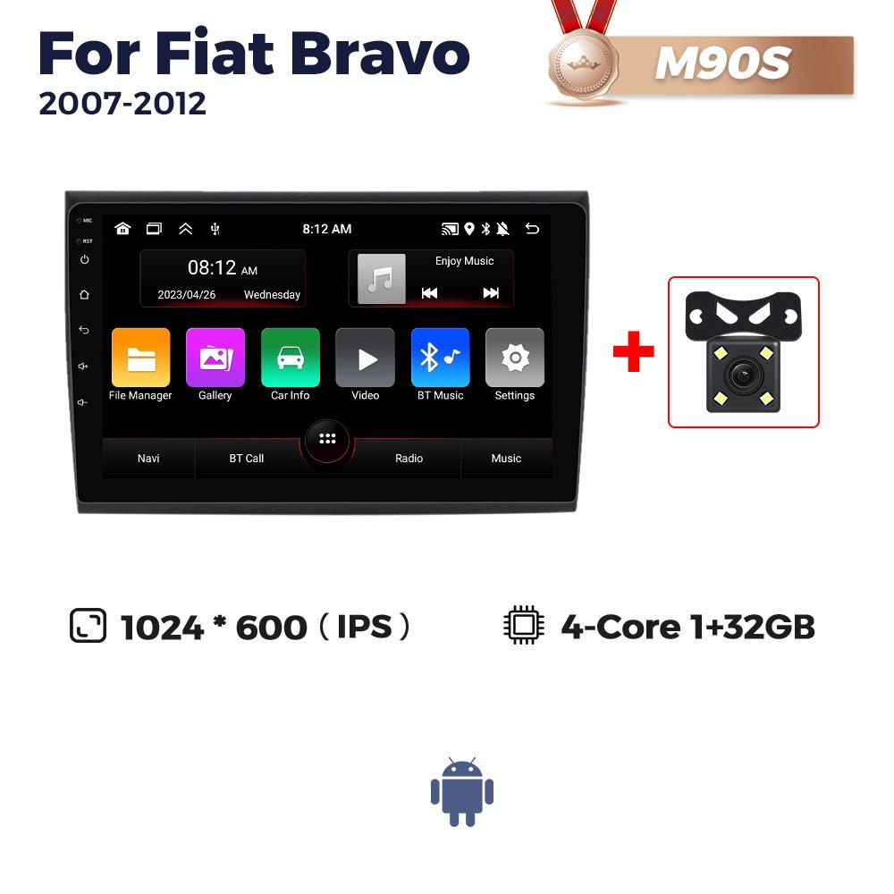 NaviFly Android Car Radio Smart Systems Player Wireless Carplay 2Din For Fiat Bravo 2007 2008 2009 2010-2012 Android GPS DSP RDS