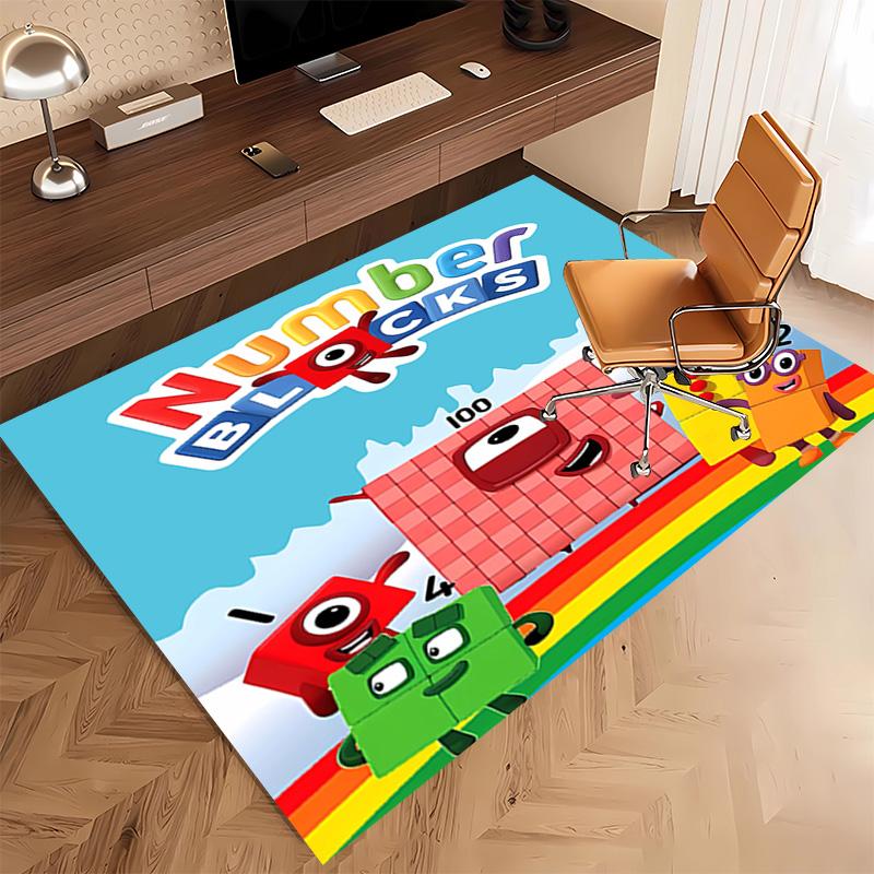 1pc Numberblocks Print Area Rug - Soft, Washable Non-Slip Indoor Mat, Living Room, Home Office Decorative Rug,Office Decorative