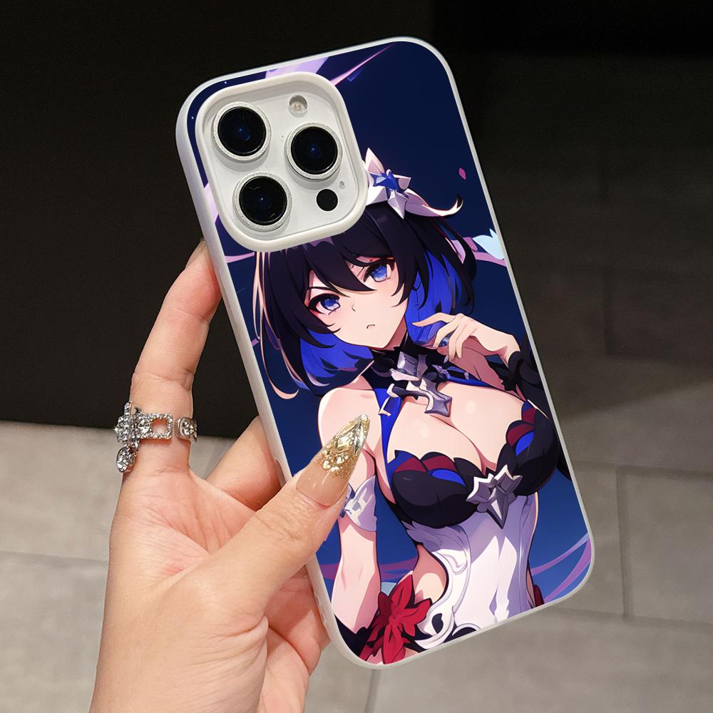 HSR Seele Jelly Двухслойный Белый Чехол для Мобильного Телефона для iPhone 17 16 15 14 13 12 11 Air Pro Max Plus Защитный